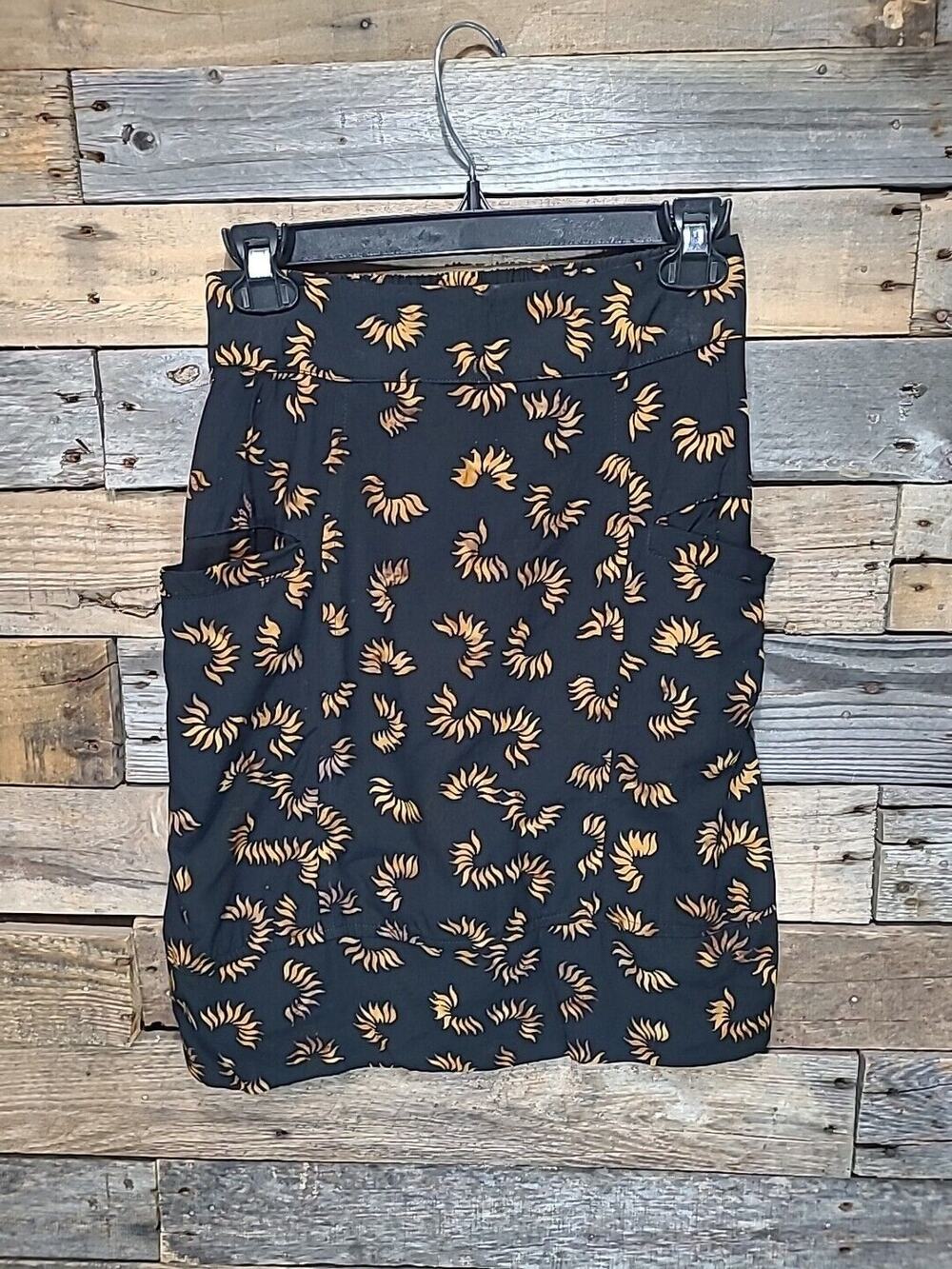 Go Fish Batik Skirt XS Bohemian Beach Island Tribal Natural Hawaiian Black